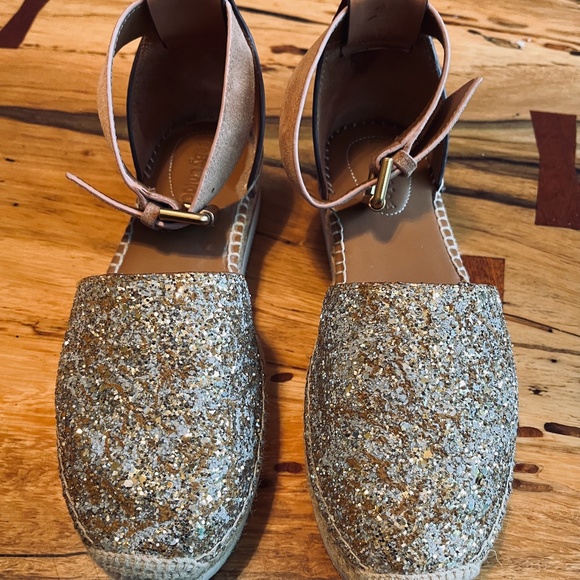 SEE BY CHLOE Women's Sparkly Espadrilles US7 Gold & Silver  Originally $200 - Picture 6 of 6